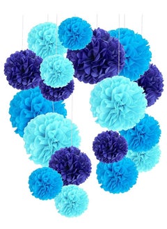Mordely 18PCS Colorful Tissue Paper Pom Poms Kit - Ceiling Hanging Decorations for Weddings, Birthdays, Festivals, Parties | Assorted Sizes Floral Party Supplies  - Image 1
