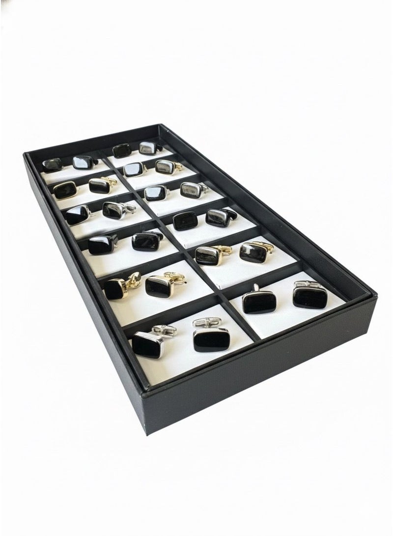 ركس طقم كبك رجالي فاخرة مجموعة متنوعة من الكف لينك بتصميم كلاسيكي و عصري مكونة من 12 زوج من الكبك 96850 - Image 1