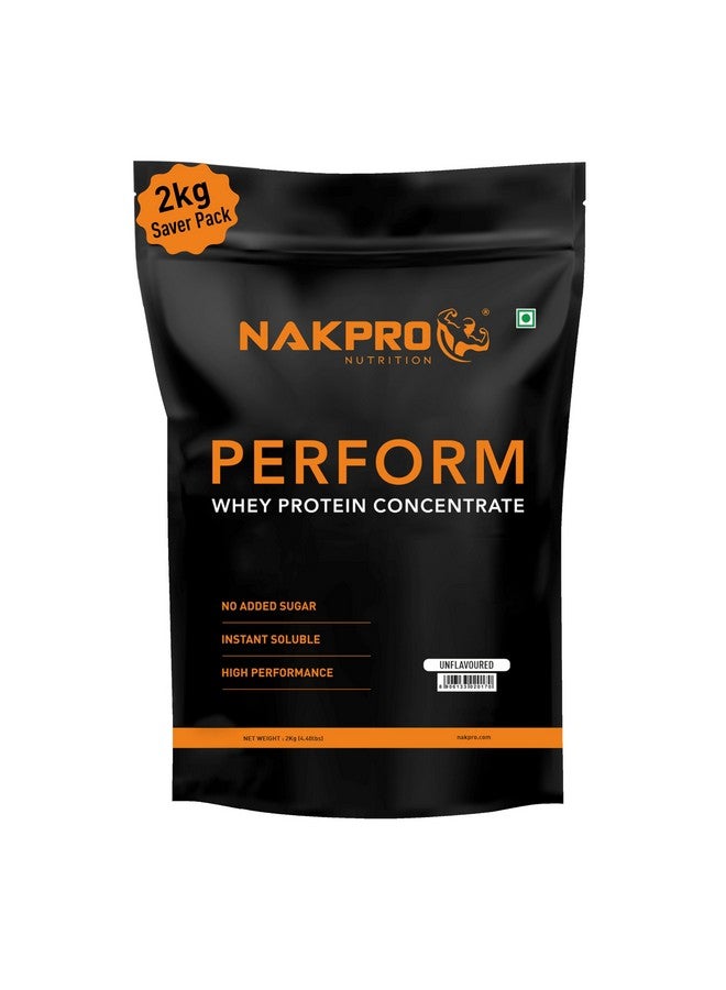NAKPRO Perform Whey Protein Concentrate 2kg Unflavoured | 24g Protein, 5.3g BCAA | Trustified Certified 100% Authentic Supplement Powder & No Adulteration | Fast Absorbing Whey Protein Powder - Image 1