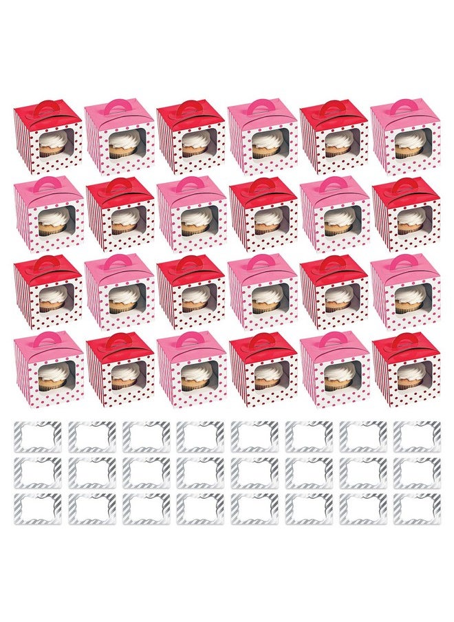 Red And Pink Polka Dot Cupcake Boxes With Insert Holders And Sticker Labels 4 1/2" X 3" X 4 1/2" (24 Count) - pzsku/ZF6BD4E3241250B42C2E0Z/45/_/1697460203/a348c10c-7c5f-475a-88ad-1bf45144d28c