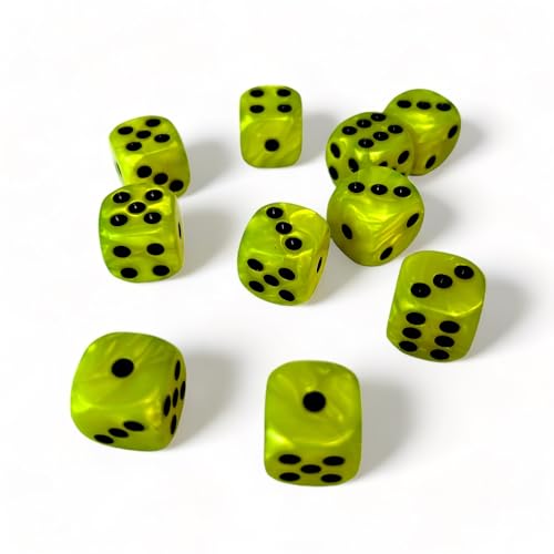 Luck Lab 10 Piece D6 Dice Pack Acrylic Dice for RPG MTG DND Dice Table Games and Board Games Neon Pearl with Black Pips - Image 5