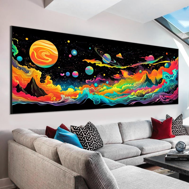 VAIIEYO Large Diamond Art Kits for Adults Planet, Diamond Art Mountain Landscape, Large Diamond Painting Kits Full Drill Round Rhinestone Craft Canvas for Home Wall Decor Gift 12x31 inch - Image 1