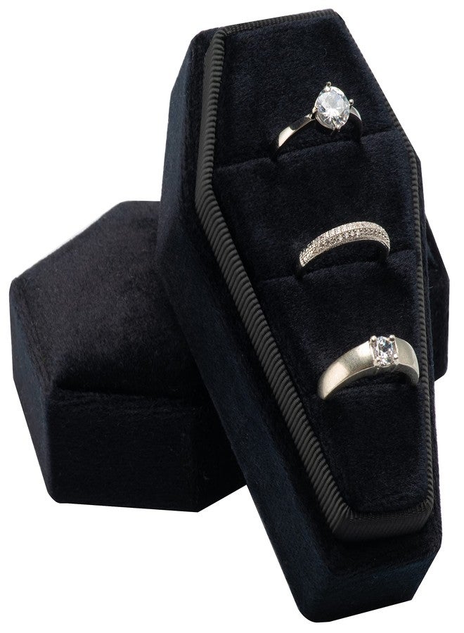 Giftop Velvet Coffin Ring Box Case Holder 3 Slots for Gothic Wedding Ceremony,Gothic Jewelry Organizer Decorations (Black) - Image 1
