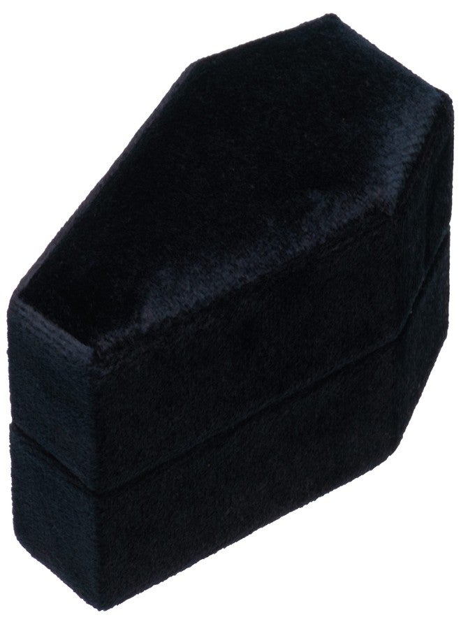 Giftop Velvet Coffin Ring Box Case Holder 3 Slots for Gothic Wedding Ceremony,Gothic Jewelry Organizer Decorations (Black) - Image 3