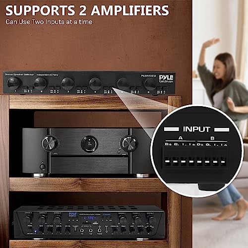 Pyle 6 Channel High Power Stereo Speaker Selector with Volume Control - Rugged and Durable Housing Construction, Cabinet Heat Sink, Plug and Play Easy Install - PLSHVC612 - Image 3