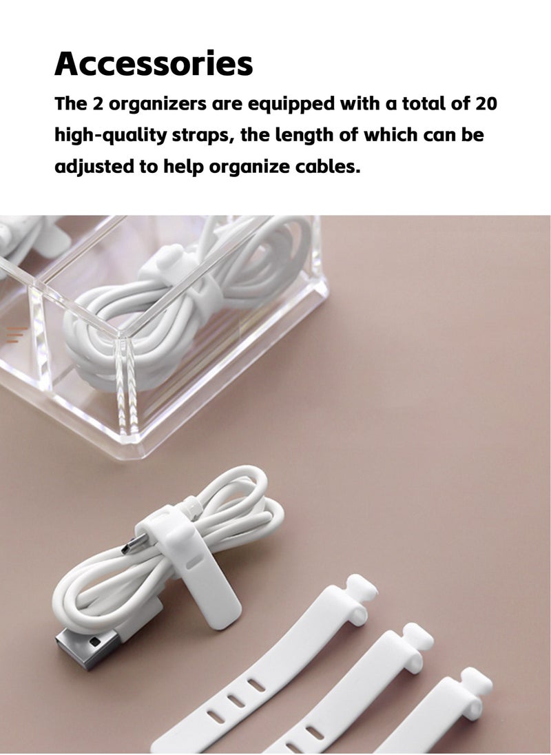 2 Pieces Charger Cable Organizer Storage Box, Clear Data Cable Cord Case with Lid, 8 Compartments Grids, Home Office Desk Transparent Electronics Cable Holder with 20PCS Cable Straps (27*9.5*6CM) - pzsku/ZF6BD8F92CAAB77E08F61Z/45/_/1718535690/86e05c22-539e-4f47-b205-039af57e41a9