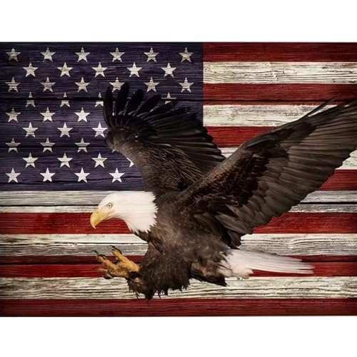 KTHOFCY 5D DIY American Flag Diamond Painting Kits for AdultsPatriotic Bald Eagle Flag Full Drill Embroidery Stitch Crystal Rhinestone Paintings Arts Wall Decor Painting Dots Kits 118X157 inch - Image 1