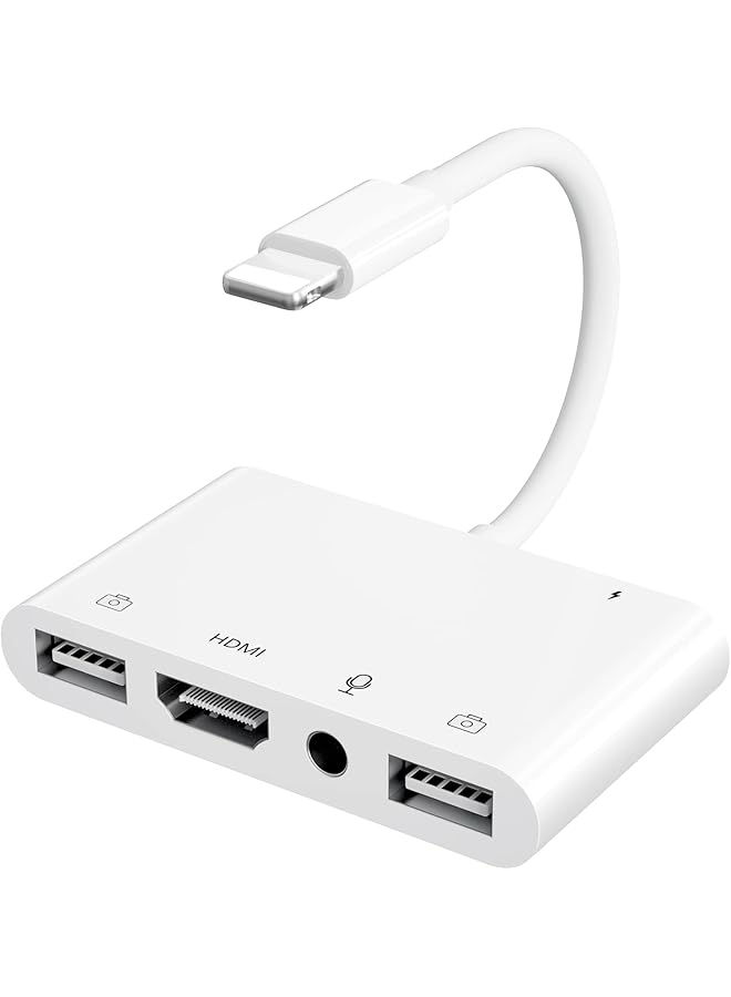 erorex Iphone Microphone Adapter For Live Streaming Hdmi Adapter For Iphone To Tv Dual Usb Female Otg Adapter With Charging Port Compatible With Iphone Ipad Ipod No Application Plug And Play - Image 1