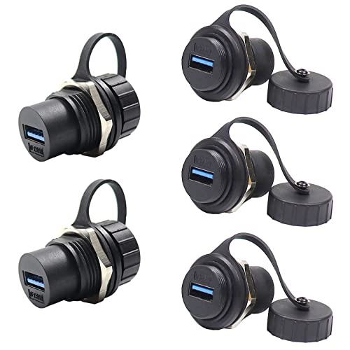 PENGLIN 5PCS USB3.0 Waterproof Connector,Industrial Panel Mount Bulkhead,Female to Female Feed Thru Data Transfer Coupler - Image 1