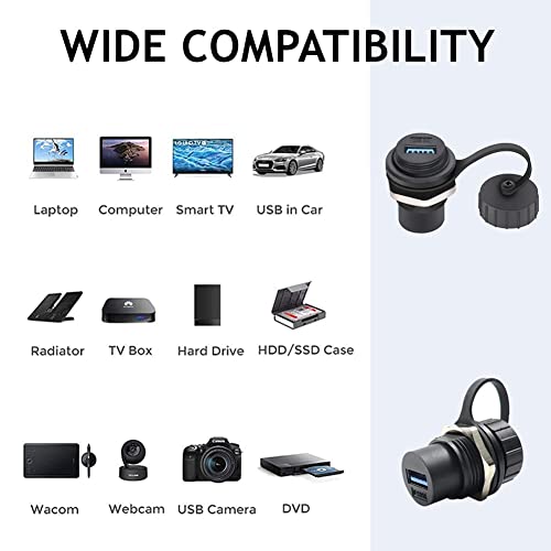 PENGLIN 5PCS USB3.0 Waterproof Connector,Industrial Panel Mount Bulkhead,Female to Female Feed Thru Data Transfer Coupler - Image 5
