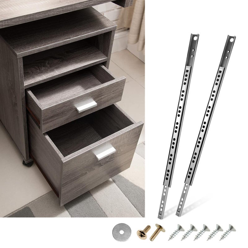Masendelk 4pcs Ball Bearing Drawer Slides 12 Inch 310mm 2 Fold Metal Drawer Tracks Two Way Slide Track Rail Glides with Mounting Screws 067 Inch Wide