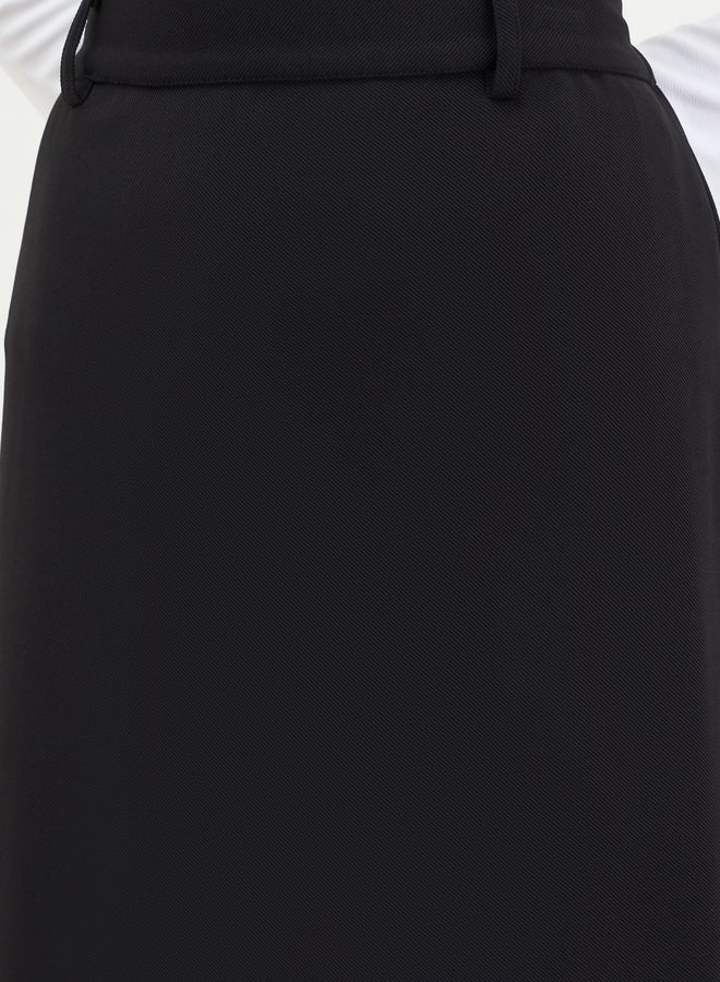 Styli Black Pencil Midi Skirt with Back Slit - Image 3