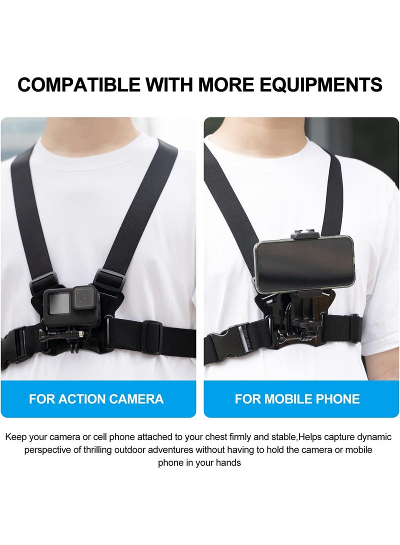 تيليسن حزام صدر عالمي من تيليسين لتثبيت كاميرات الحركة والهواتف الذكية، متوافق مع GoPro Max وHero 9 و8 و7 و6 و5 وinsta360 وOsmo - Image 2