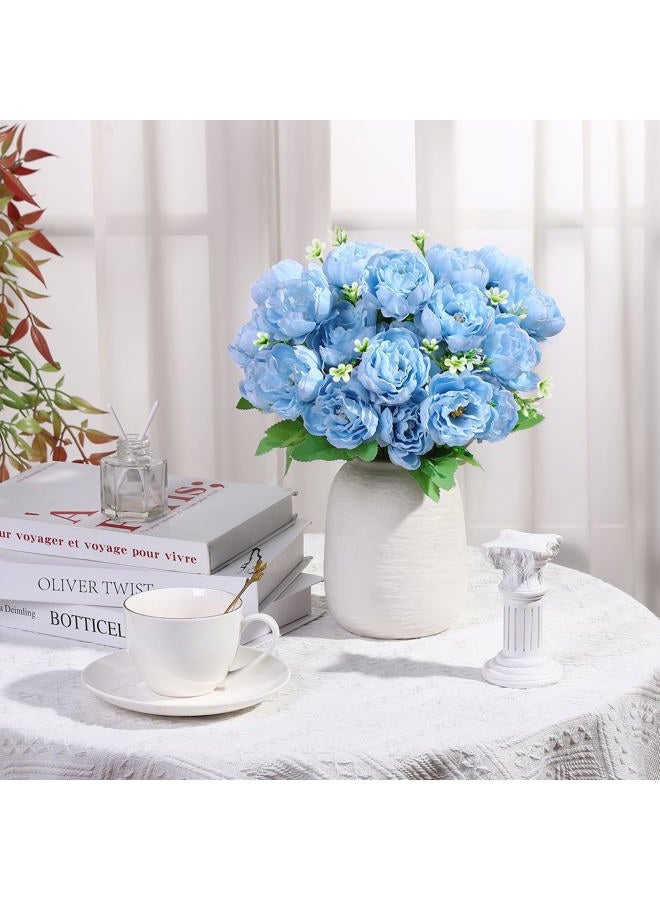 Ovveroche 8 Pack Blue Peonies Artificial Flowers, Fake Silk Hydrangea Bouquet for Bridal Wedding Home Table Decor Reusable Dining Opening Ceremony Birthday Arrangement Faux Floral - Image 4