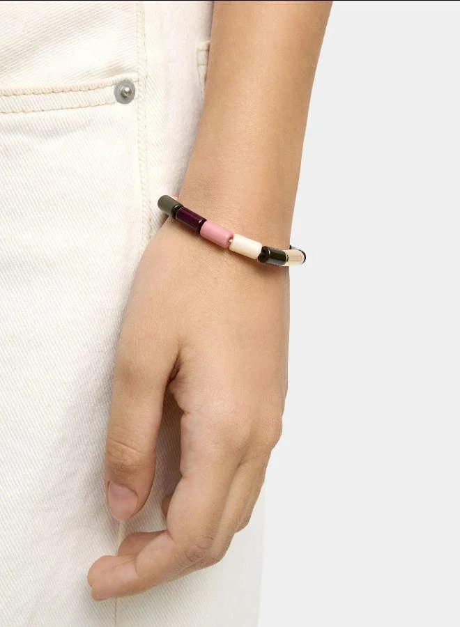 بارفوا سوار مطاطي مع خرز أسطواني متعدد الألوان