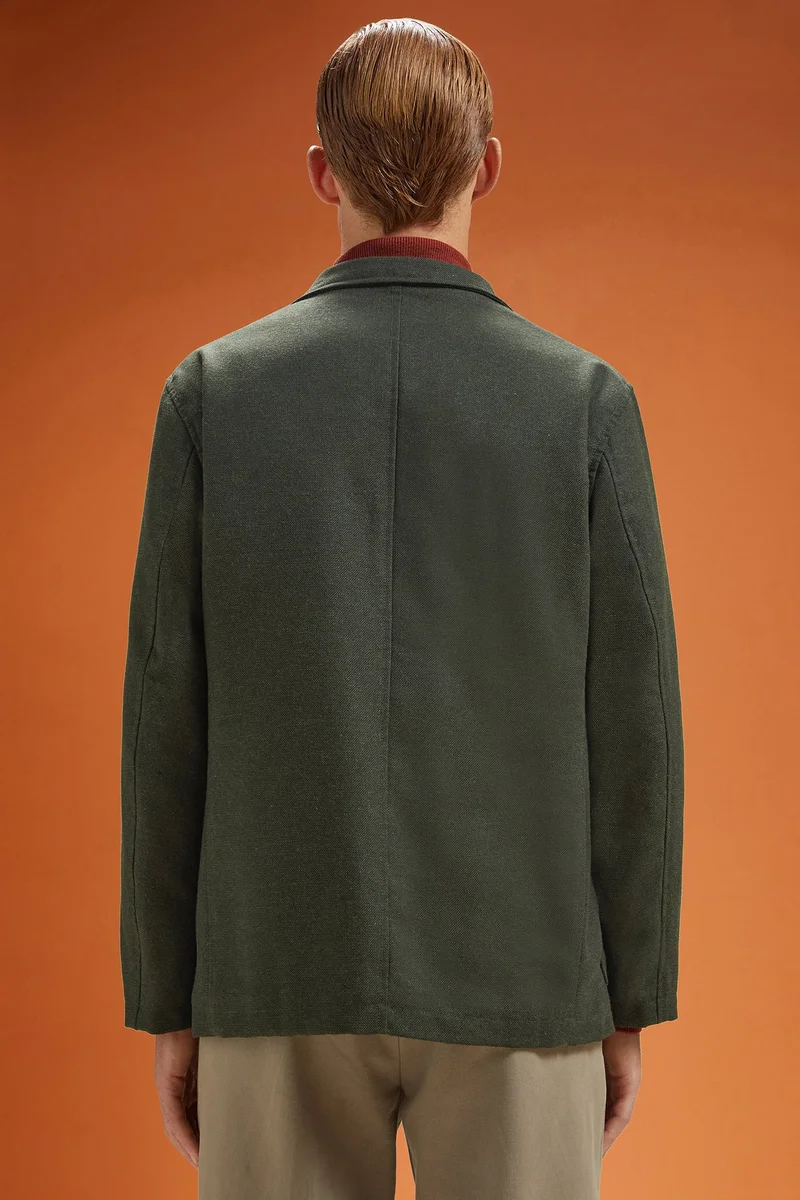 Doppelganger Men's regular fit sports jacket in wool blend tweed - Green