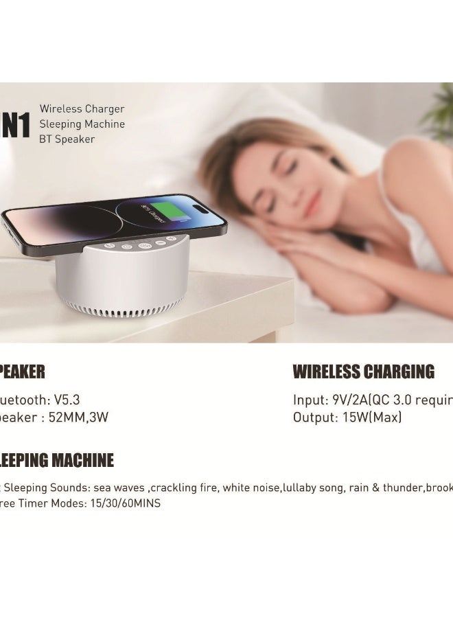 New intelligent white noise 15W wireless charging Bluetooth speaker with white noise sleep monitor and multifunctional sound system - Image 3