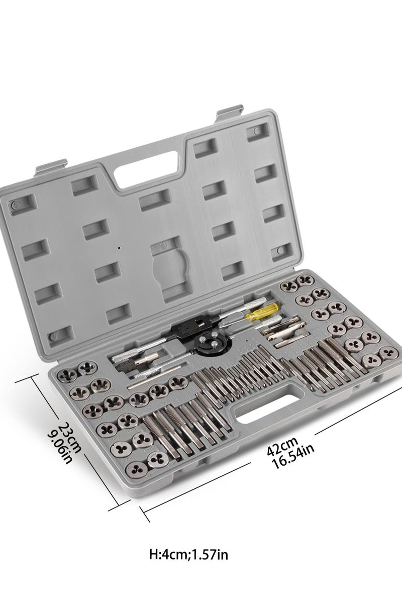 لوبيتيز مجموعة القوالب والغرز بمقاسات SAE ومتري 60 قطعة، مجموعة أدوات القوالب والغرز من الفولاذ المطلئ بالتيتانيوم لتشكيل وتجديد الخيوط الداخلية والخارجية، لعمال المنازل والحرفيين لتشكيل الخيوط الداخلية والخارجية بمقاسات متري ومعياري. - Image 4