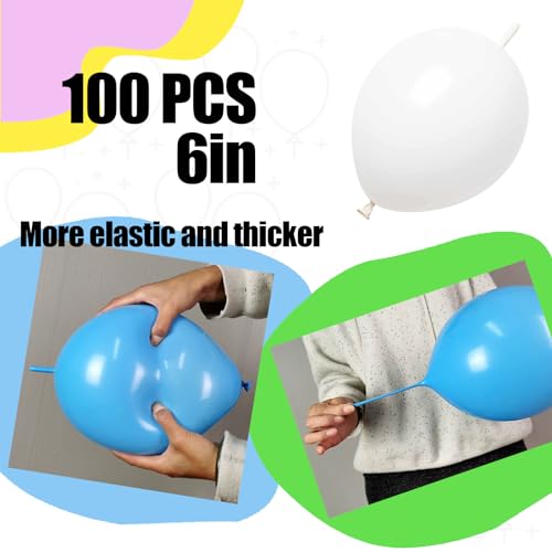 JINUPHION 100 Pcs Quick Link Balloons White 6 inch, Latex Linking Balloons for Balloon Wall/Arches/Chains, Birthday Party Wedding Anniversary Graduation Arch Party Decor (white) - Image 5