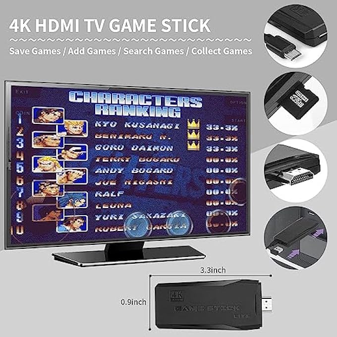 2.4G RETRO GAMING CONSOLE PLUG AND PLAY VIDEO GAME STICK WITH BUILT-IN 15000 GAMES AND 20000 GAMES VARIATION (20000+ GAMES, 64GB) [VIDEO GAME] [VIDEO GAME] - Image 3