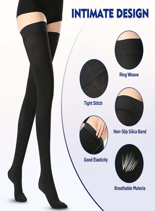 BURLWAY Close Toe Thigh High Medical Compression Stockings For Women & Men,15-20 mmHg Thigh High Compression Socks,Firm Graduated Support Hose with Silicone Dot Band-Ideal For Varicose Veins,Edema,DVT - Image 5