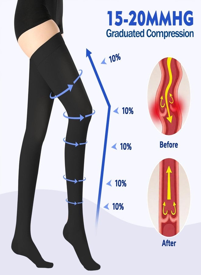BURLWAY Close Toe Thigh High Medical Compression Stockings For Women & Men,15-20 mmHg Thigh High Compression Socks,Firm Graduated Support Hose with Silicone Dot Band-Ideal For Varicose Veins,Edema,DVT - Image 3
