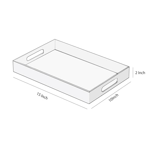 KEVJES Clear Acrylic Serving Tray with Handles-Butler Trays for Coffee Table, Snacks,Breakfast in Bed, Kitchen Countertop,Vanity,Makeup Organizer,Ottoman (Clear, 10x15 Inches) - Image 5