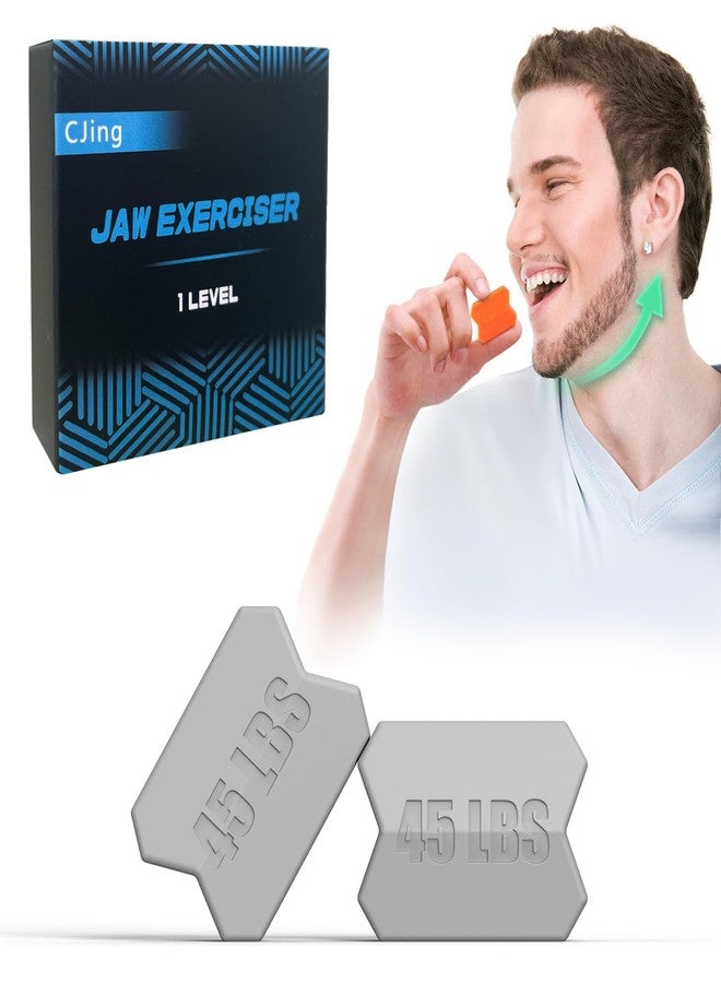 CJing Jaw Exerciser for Men & Women –1 Resistance Levels (2 pcs) Silicone Jawline Exerciser Tablets – Powerful Jaw Trainer for Beginner, Intermediate & Advanced Users (Gray,45LBS) - Image 1