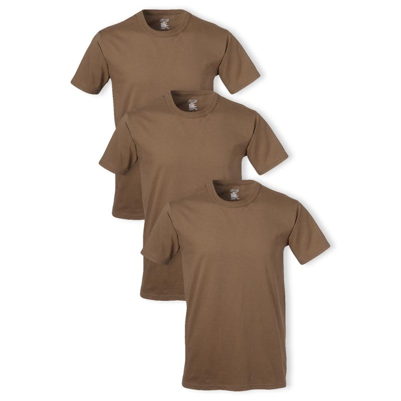 Soffe Men's 3 Pack 4.3 Oz Cotton Military Tee, Coyote Brown, Small - Image 1