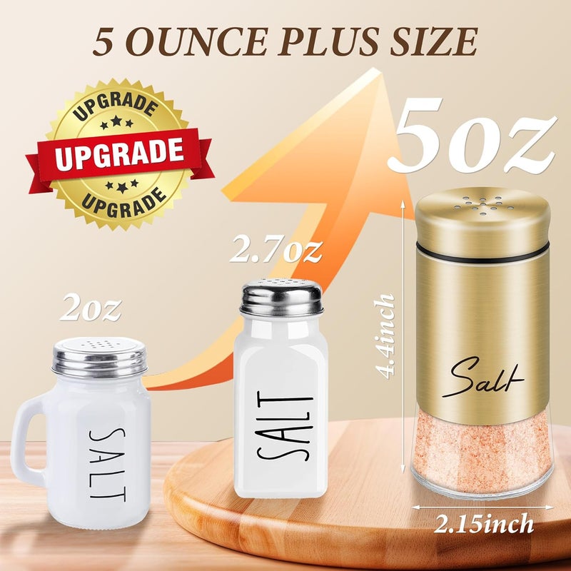 holoith Gold Salt and Pepper Shakers Set, 5 oz Modern Farmhouse Kitchen Decor and Accessories for Restaurant, Wedding, Housewarming Gifts Refillable Design (Gold) - Image 3