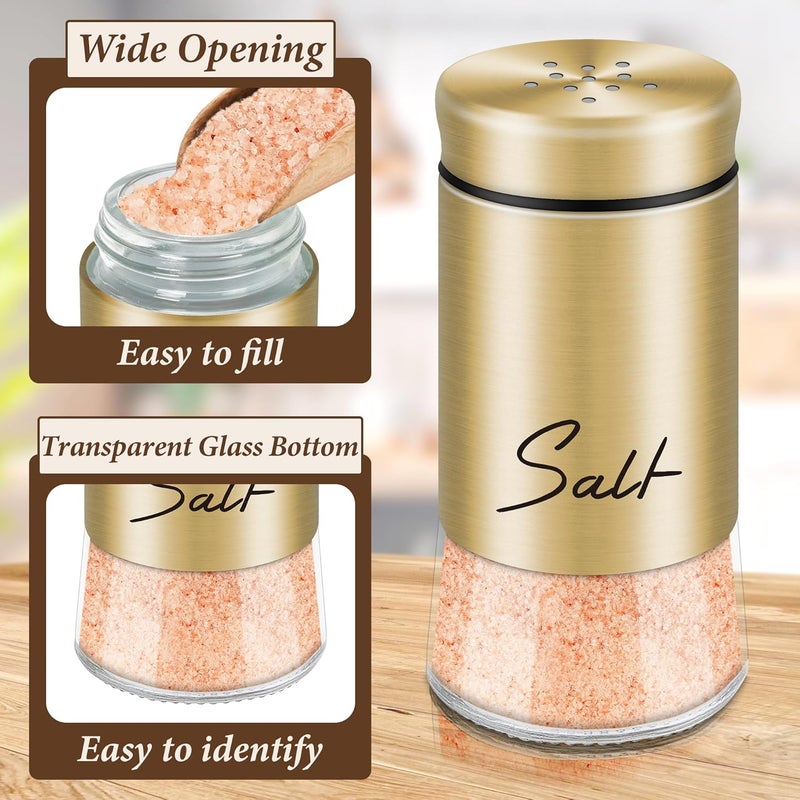 holoith Gold Salt and Pepper Shakers Set, 5 oz Modern Farmhouse Kitchen Decor and Accessories for Restaurant, Wedding, Housewarming Gifts Refillable Design (Gold) - Image 4