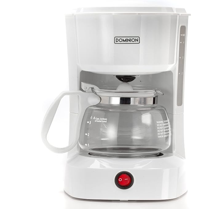 Dominion 4-Cup Coffeemaker Compact Coffee Pot Brewer Machine, Quiet Operation with On / Off LED Indicator Light, Convenient Cord Storage and Auto Pause Feature, Easy Anti-drip Coffeemaker with Coffee - Image 1