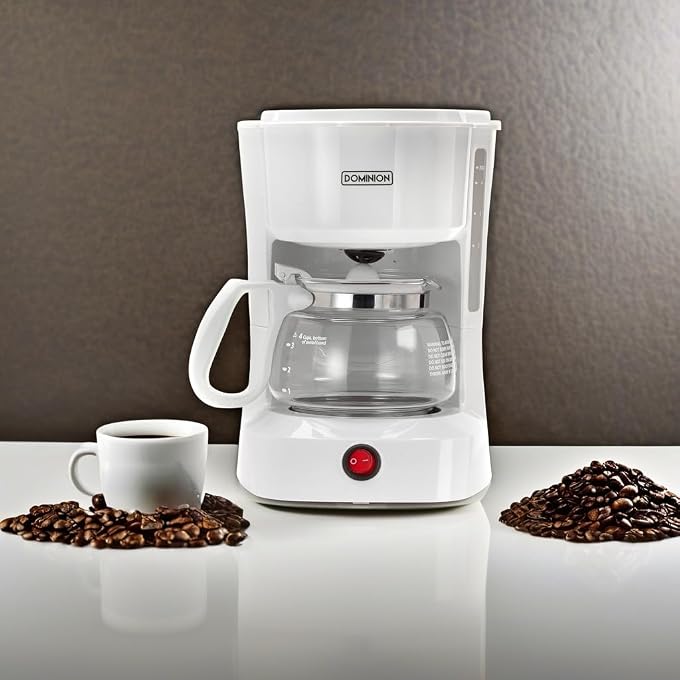 Dominion 4-Cup Coffeemaker Compact Coffee Pot Brewer Machine, Quiet Operation with On / Off LED Indicator Light, Convenient Cord Storage and Auto Pause Feature, Easy Anti-drip Coffeemaker with Coffee - Image 2