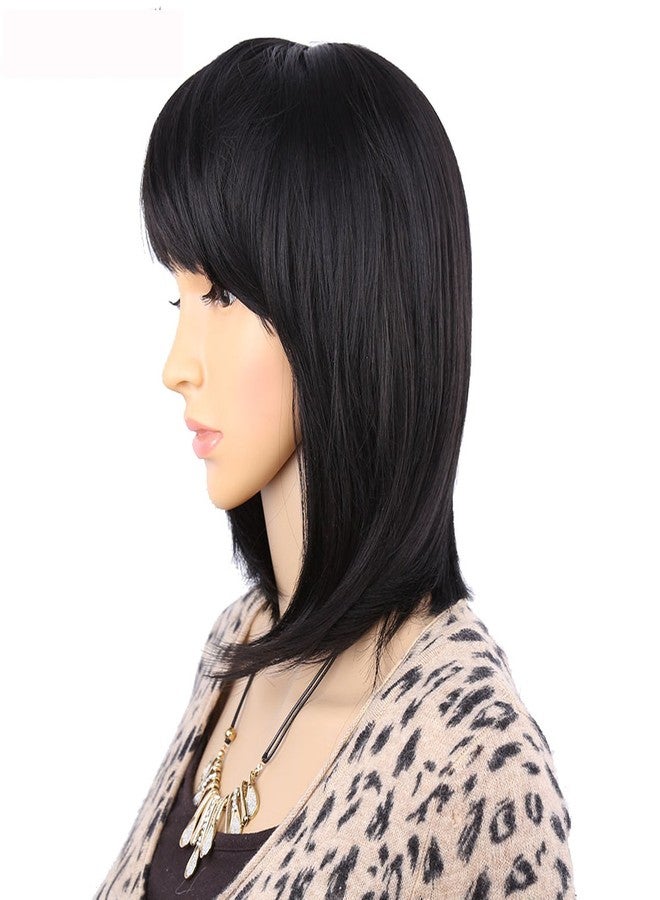 Ritzkart Natural Black & Straight Short Hair Synthetic Bob Cut Wigs With Bangs, Black, - Image 4