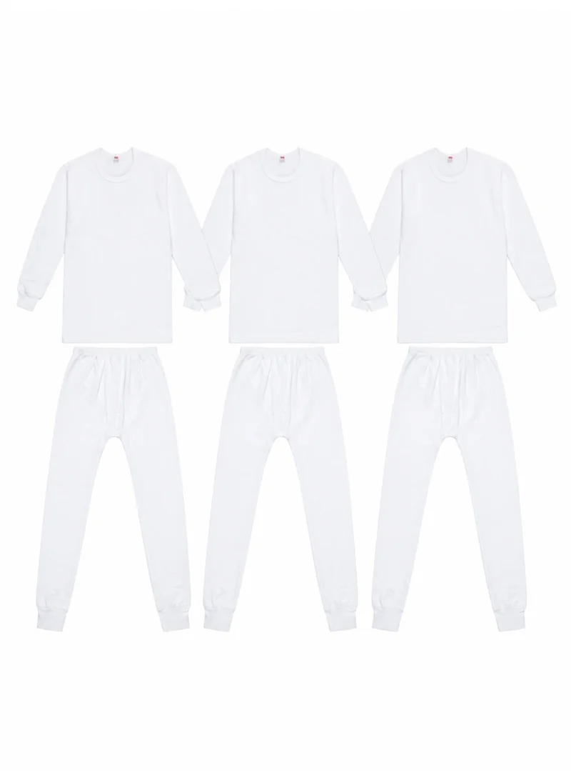 BYC Kids 100% Combed Cotton Skin Friendly Soft Warm Winter Thermal Underwear Top and Bottom (Pack of 3 Sets)