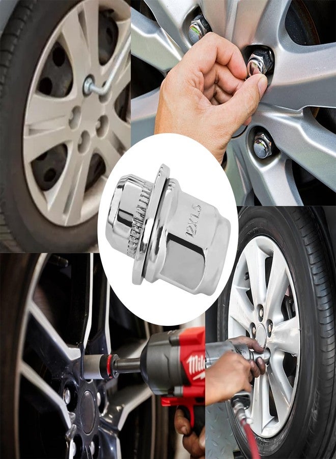 MLAHUIER 5PCS M12x1.5 Chrome Lug Nuts, Chrome Closed End Mag Style Lug Nuts with Washer Replaces OEM#90084-94001, Lug Nut Lock Set Compatible with Toyota Corolla Camry Tacoma Lexus - Image 5