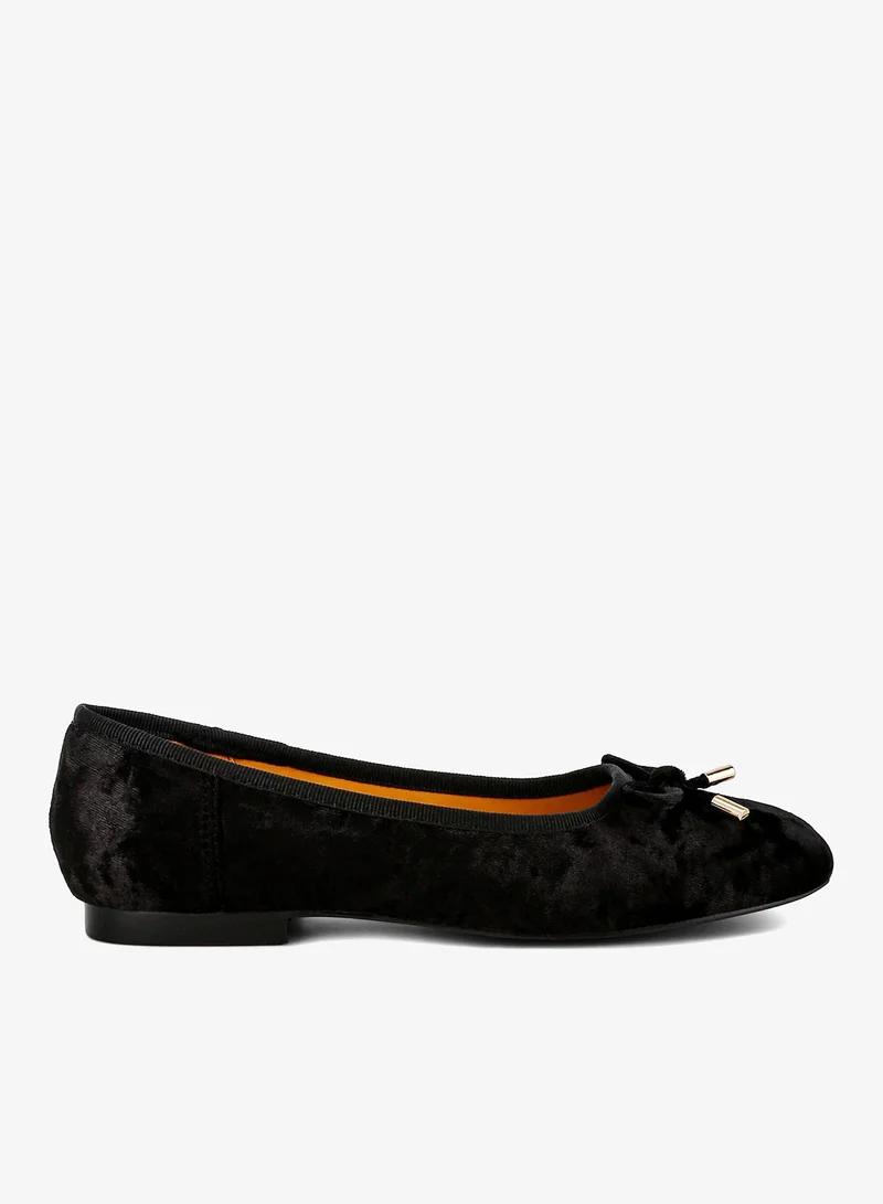Velvet Bow Ballerinas in Black