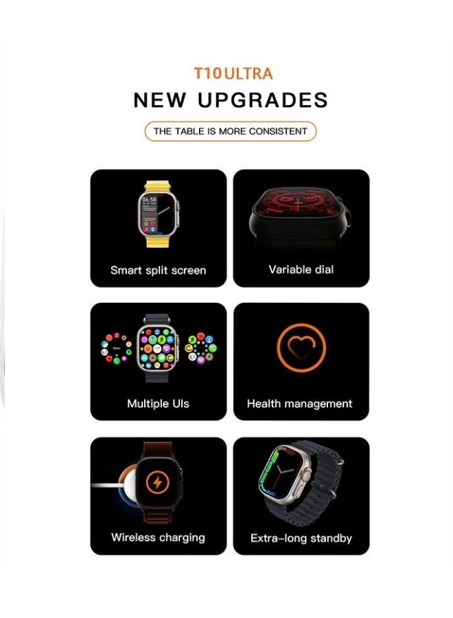 AROAQ T10 Ultra Smart Watch with 2.09-Inch HD Full Touch Display, Bluetooth Calling, Multi-Sport Modes, Sleep & Heart Rate Monitor, 300mAh Battery, IP67 Waterproof – Compatible with Android & iOS - Black - Image 2