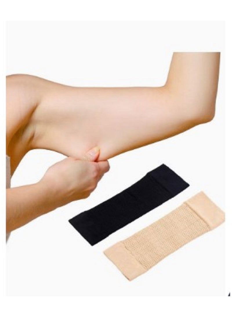 Generic Arm Slimming Wrap, Arm Compression Sleeves, Arm Elasticity, Arm Fat Loss, Fitness Sports Arm Shapers, Body Shaper Helper, Suitable for Women Girls Weight Loss, Beige + Black  - Image 4