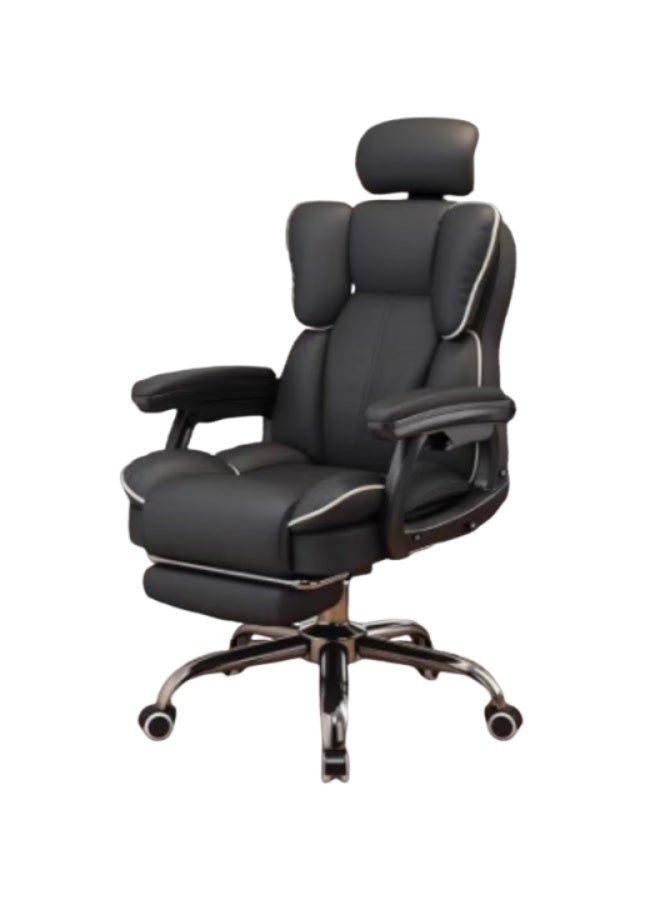 Arabest Big & Tall Home Office Chair with Pocket Spring Lumbar Support, Ergonomic Comfortable Wide Office Desk Computer Gaming Chair with Outward Fixed Soft Armrests & Footrest PU Leather, black - Image 1