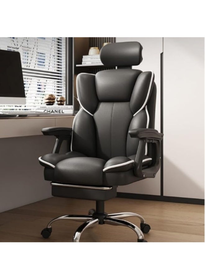 Arabest Big & Tall Home Office Chair with Pocket Spring Lumbar Support, Ergonomic Comfortable Wide Office Desk Computer Gaming Chair with Outward Fixed Soft Armrests & Footrest PU Leather, black - Image 3
