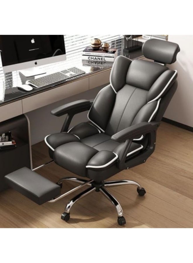 Arabest Big & Tall Home Office Chair with Pocket Spring Lumbar Support, Ergonomic Comfortable Wide Office Desk Computer Gaming Chair with Outward Fixed Soft Armrests & Footrest PU Leather, black - Image 2