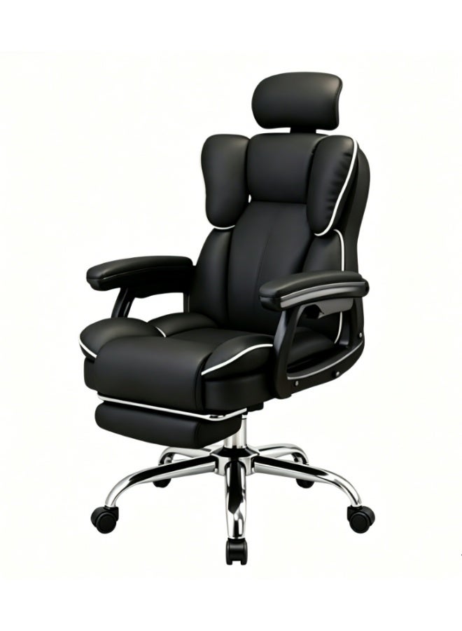 Arabest Big & Tall Home Office Chair with Pocket Spring Lumbar Support, Ergonomic Comfortable Wide Office Desk Computer Gaming Chair with Outward Fixed Soft Armrests & Footrest (PU Leather) - Image 1