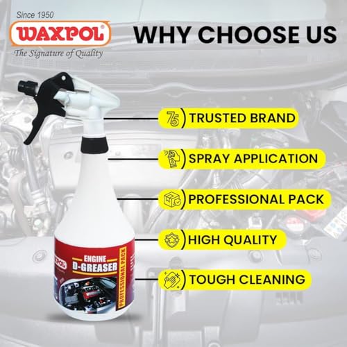 Waxpol Engine Degreaser & Cleaner 1L | Quick-Clean Oil/Grease Remover | For Cars, Bikes, Trucks (Petrol/Diesel) | Garage Floor & Kitchen Chimney Filter Cleaner - Image 2