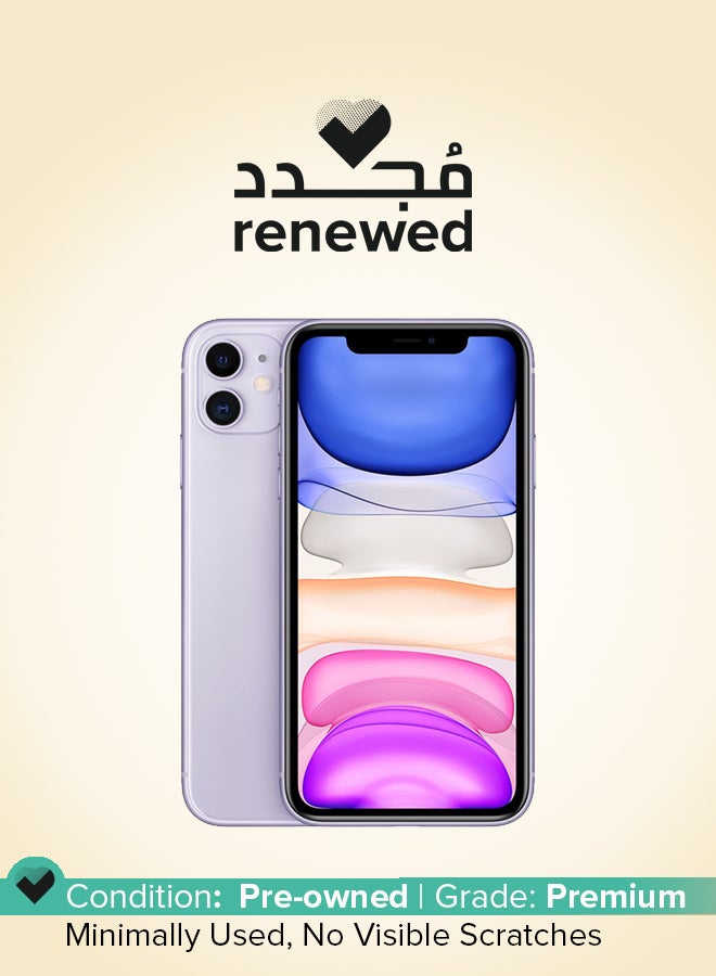 ابل  مُجدد - هاتف آيفون 11 بذاكرة داخلية 128 جيجابايت مع تطبيق فيس تايم ويدعم تقنية 4G LTE بلون أرجواني - Image 1