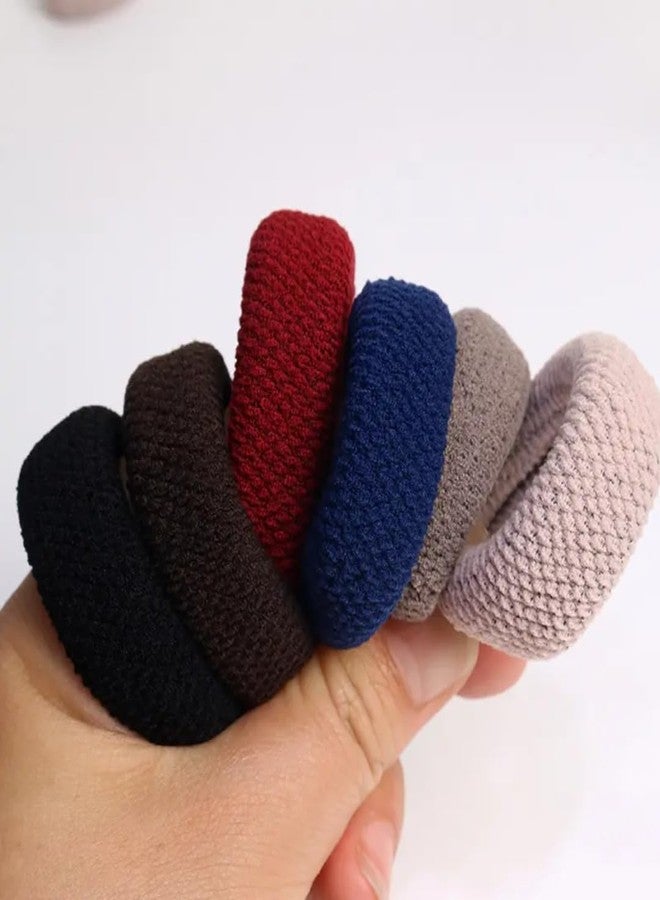 Fairytale Multi-Colour Thick Medium Soft Cotton Stretchable Hair Rubber Bands Ponytai Rubber Bands For Girls And Womens. (Set Of 6) - Image 3