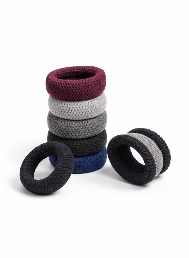 Fairytale Multi-Colour Thick Medium Soft Cotton Stretchable Hair Rubber Bands Ponytai Rubber Bands For Girls And Womens. (Set Of 6) - Image 1
