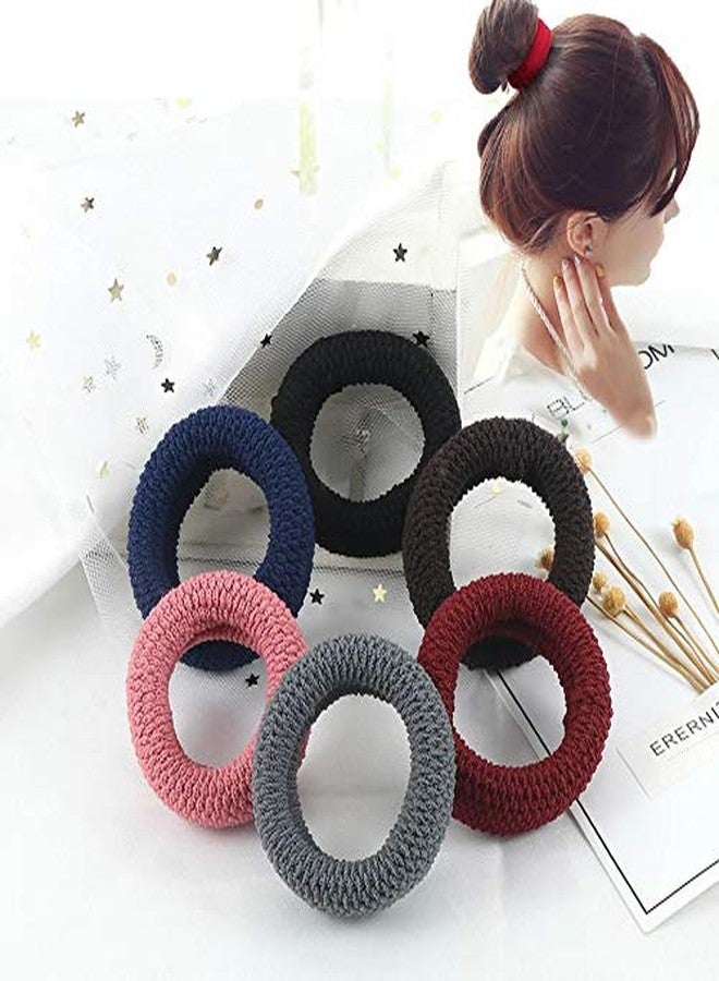 Fairytale Multi-Colour Thick Medium Soft Cotton Stretchable Hair Rubber Bands Ponytai Rubber Bands For Girls And Womens. (Set Of 6) - Image 5