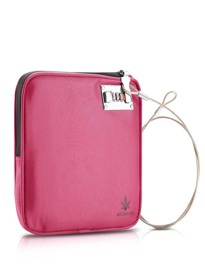 KOSMCCO Anti-Theft Locking Beach Bag, 9x7.5-inch Portable Beach Safe for Securing Your Valuables and Phone - Rose Red - Image 1