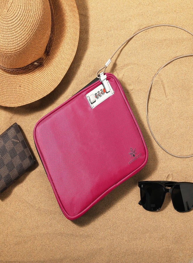 KOSMCCO Anti-Theft Locking Beach Bag, 9x7.5-inch Portable Beach Safe for Securing Your Valuables and Phone - Rose Red - Image 2